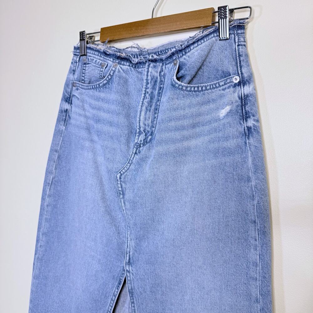Rag‎ & Bone Clara Denim Midi Skirt Raw Hem - Picture 4 of 6